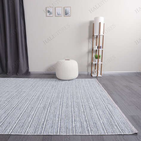 Makinede Yıkanabilir Şönil Dokuma Kilim Mavi 8705 - 3