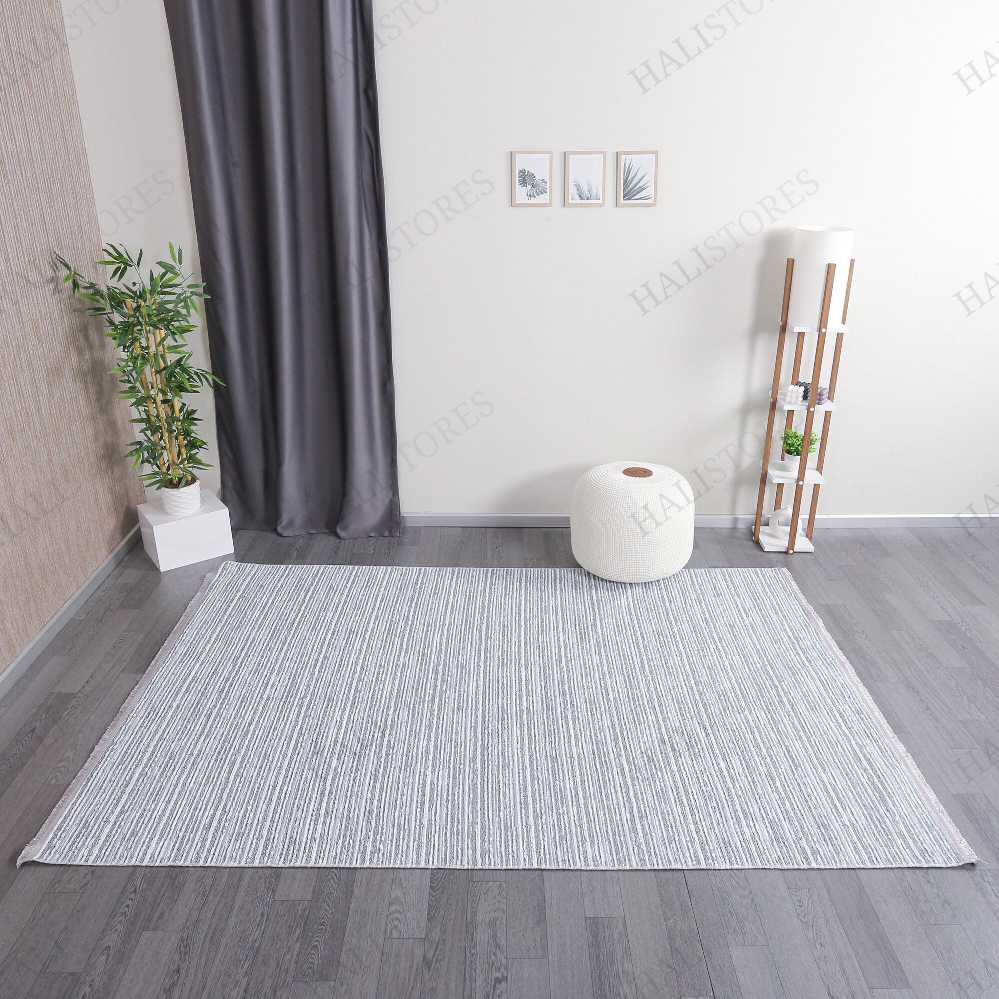 Makinede Yıkanabilir Şönil Dokuma Kilim Mavi 8705