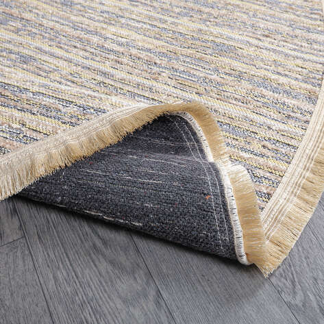 Makinede Yıkanabilir Yuvarlak Şönil Dokuma Kilim Bej 8703 - 4