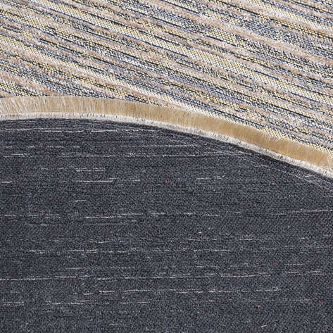 Makinede Yıkanabilir Yuvarlak Şönil Dokuma Kilim Bej 8703 - 6