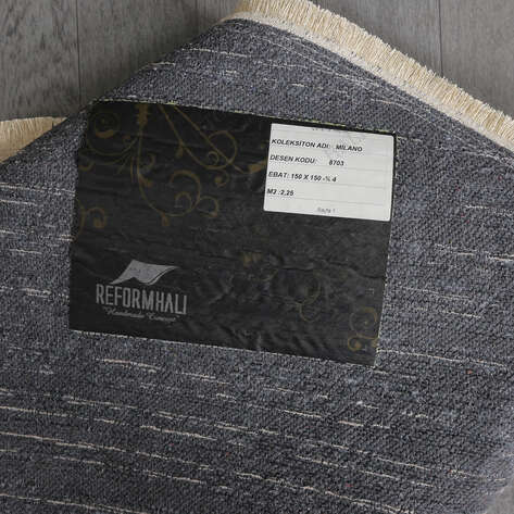 Makinede Yıkanabilir Yuvarlak Şönil Dokuma Kilim Bej 8703 - 7