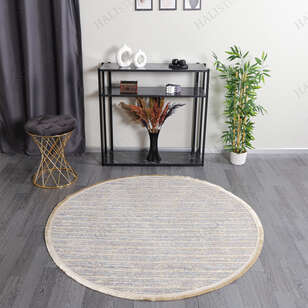 Makinede Yıkanabilir Yuvarlak Şönil Dokuma Kilim Bej 8703 (1)