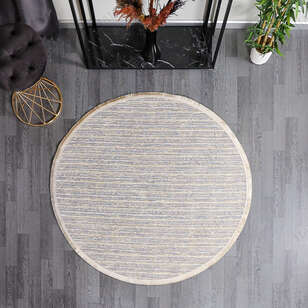 Makinede Yıkanabilir Yuvarlak Şönil Dokuma Kilim Bej 8703 (2)