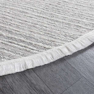Makinede Yıkanabilir Yuvarlak Şönil Dokuma Kilim Beyaz 8706 (5)