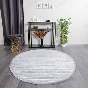 Makinede Yıkanabilir Yuvarlak Şönil Dokuma Kilim Gri 8702 (3)