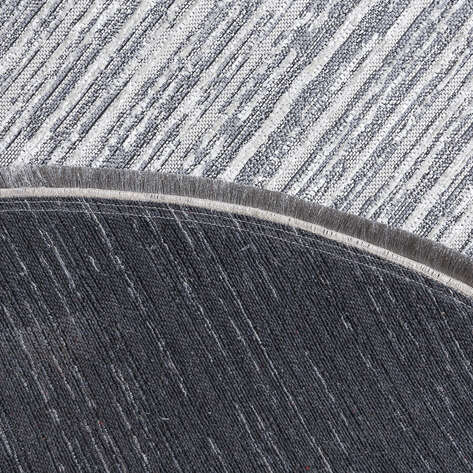 Makinede Yıkanabilir Yuvarlak Şönil Dokuma Kilim Gri 8702 - 6