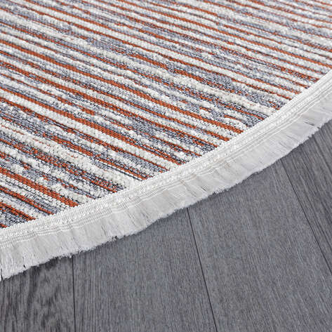 Makinede Yıkanabilir Yuvarlak Şönil Dokuma Kilim Kiremit 8704 - 5