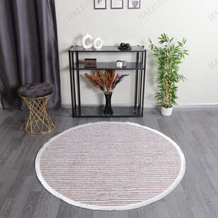 Makinede Yıkanabilir Yuvarlak Şönil Dokuma Kilim Kiremit 8704 (1)