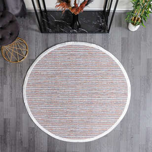 Makinede Yıkanabilir Yuvarlak Şönil Dokuma Kilim Kiremit 8704 (2)