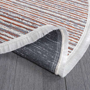 Makinede Yıkanabilir Yuvarlak Şönil Dokuma Kilim Kiremit 8704 (4)