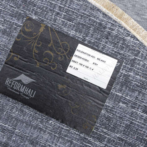 Makinede Yıkanabilir Yuvarlak Şönil Dokuma Kilim Krem 8701 - 7