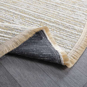 Makinede Yıkanabilir Yuvarlak Şönil Dokuma Kilim Krem 8701 (4)
