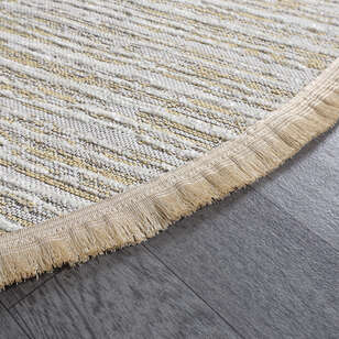 Makinede Yıkanabilir Yuvarlak Şönil Dokuma Kilim Krem 8701 (5)