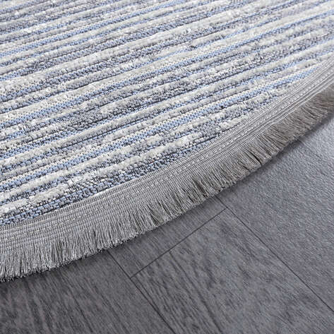 Makinede Yıkanabilir Yuvarlak Şönil Dokuma Kilim Mavi 8705 - 5