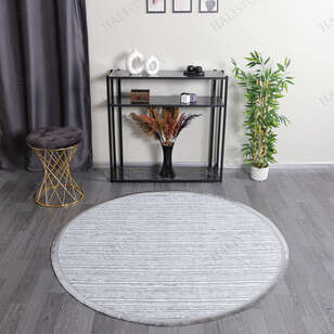 Makinede Yıkanabilir Yuvarlak Şönil Dokuma Kilim Mavi 8705 (1)