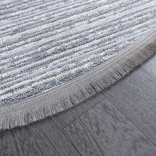 Makinede Yıkanabilir Yuvarlak Şönil Dokuma Kilim Mavi 8705 (5)