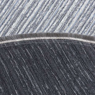 Makinede Yıkanabilir Yuvarlak Şönil Dokuma Kilim Mavi 8705 (6)