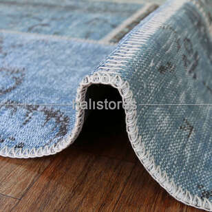 Mavi El Dokuma Patchwork Halı (3)
