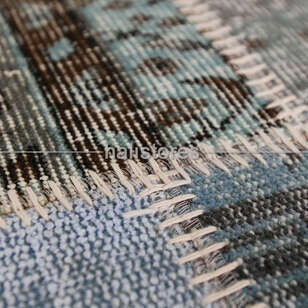 Mavi El Dokuma Patchwork Halı (4)
