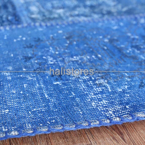 Mavi Patchwork El Dokuma Halı - 5