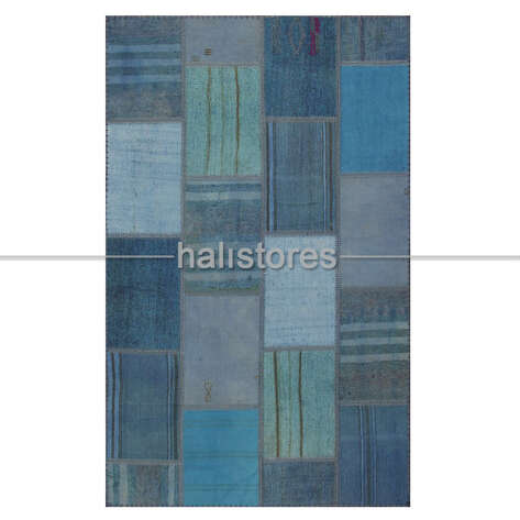 Mavi Patchwork Kırkyama Halı - 1