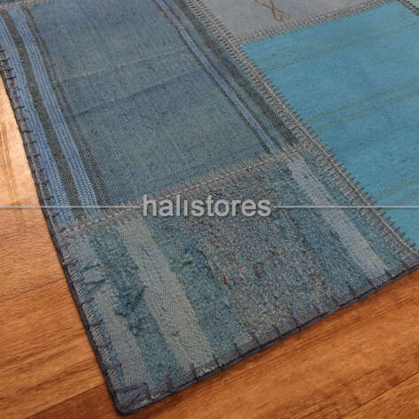 Mavi Patchwork Kırkyama Halı - 2