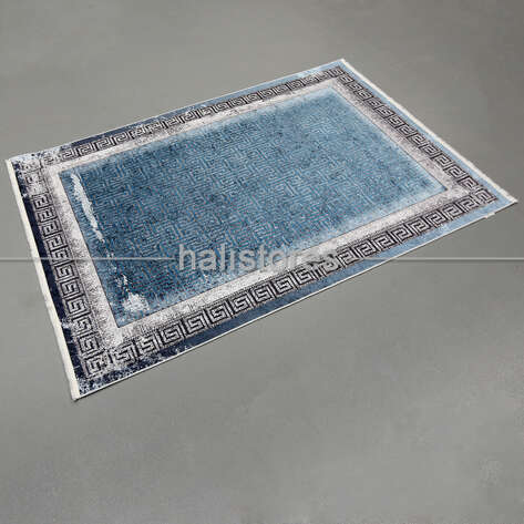 Mavi Vintage Çerçeveli Yolluk Halı Zen - 2