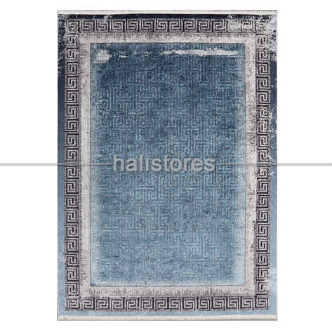 Mavi Vintage Çerçeveli Yolluk Halı Zen - 1