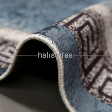 Mavi Vintage Çerçeveli Yolluk Halı Zen - 3