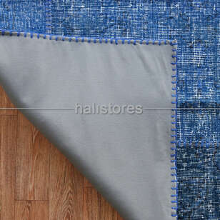 Mavi Yuvarlak Patchwork El Dokuma Halı (5)