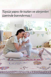 Pembe Dokuma Taban Dekoratif Çocuk Odası Halısı (7)