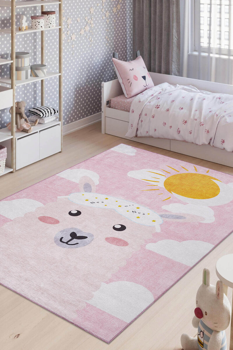 Minor Dokuma Taban Dekoratif Pembe Çocuk Odası Halısı (AL 410)