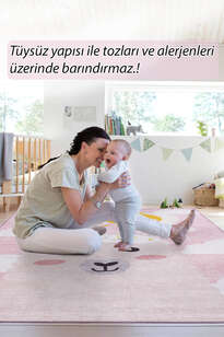 Minor Dokuma Taban Dekoratif Pembe Çocuk Odası Halısı (AL 410) (8)