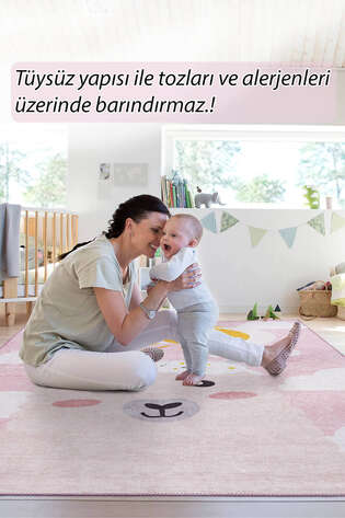 Minor Dokuma Taban Dekoratif Pembe Çocuk Odası Halısı (AL 410) - 8