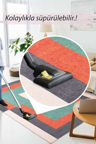 Modern Art Şönil Dokuma Pamuk Polyester Renkli Halı HS 400 - 6
