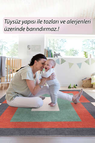 Modern Art Şönil Dokuma Pamuk Polyester Renkli Halı HS 400 - 7