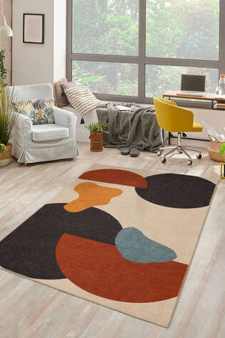Modern Art Şönil Dokuma Pamuk Polyester Renkli Halı HS 402 - 1