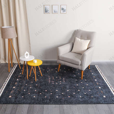 Modern Desenli Antrasit Kilim Yolluk Halı Milas 5052 - 1