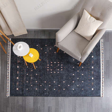 Modern Desenli Antrasit Kilim Yolluk Halı Milas 5052 - 2