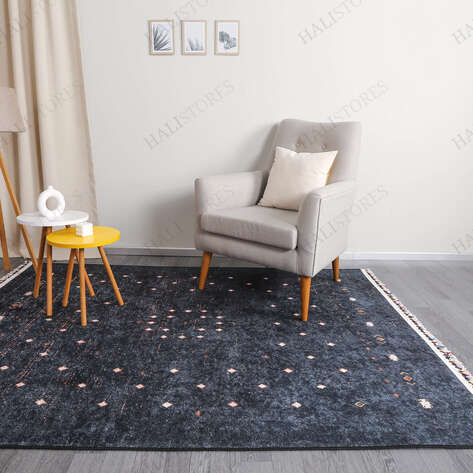 Modern Desenli Antrasit Kilim Yolluk Halı Milas 5052 - 3