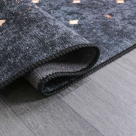 Modern Desenli Antrasit Kilim Yolluk Halı Milas 5052 - 4