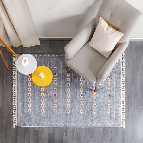 Modern Desenli Gri Kilim Halı Milas 5058 - 2