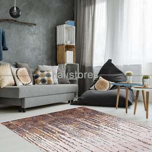 Modern Desenli Kahve-Bej Halı Zen (2)