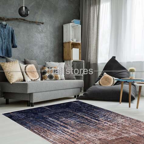 Modern Desenli Lacivert-Kahve Yolluk Halı Zen - 2