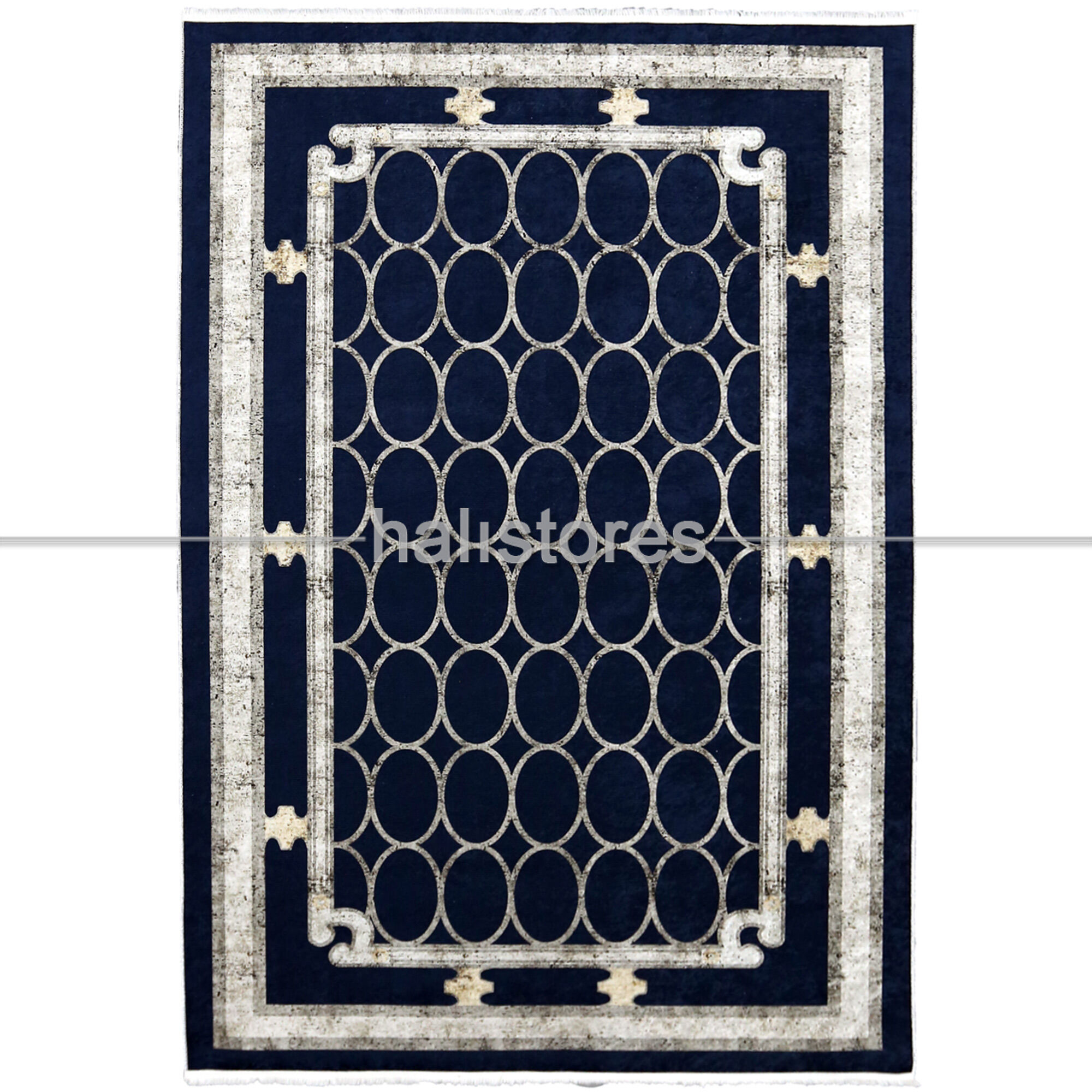 Modern Desenli Siyah-Bej Halı Zen