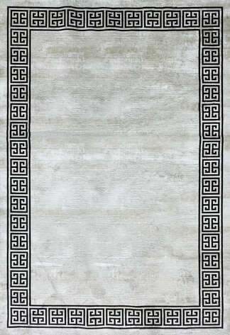 Modern Bordür Desenli Siyah-Krem Yumuşak Dokulu Halı - 2