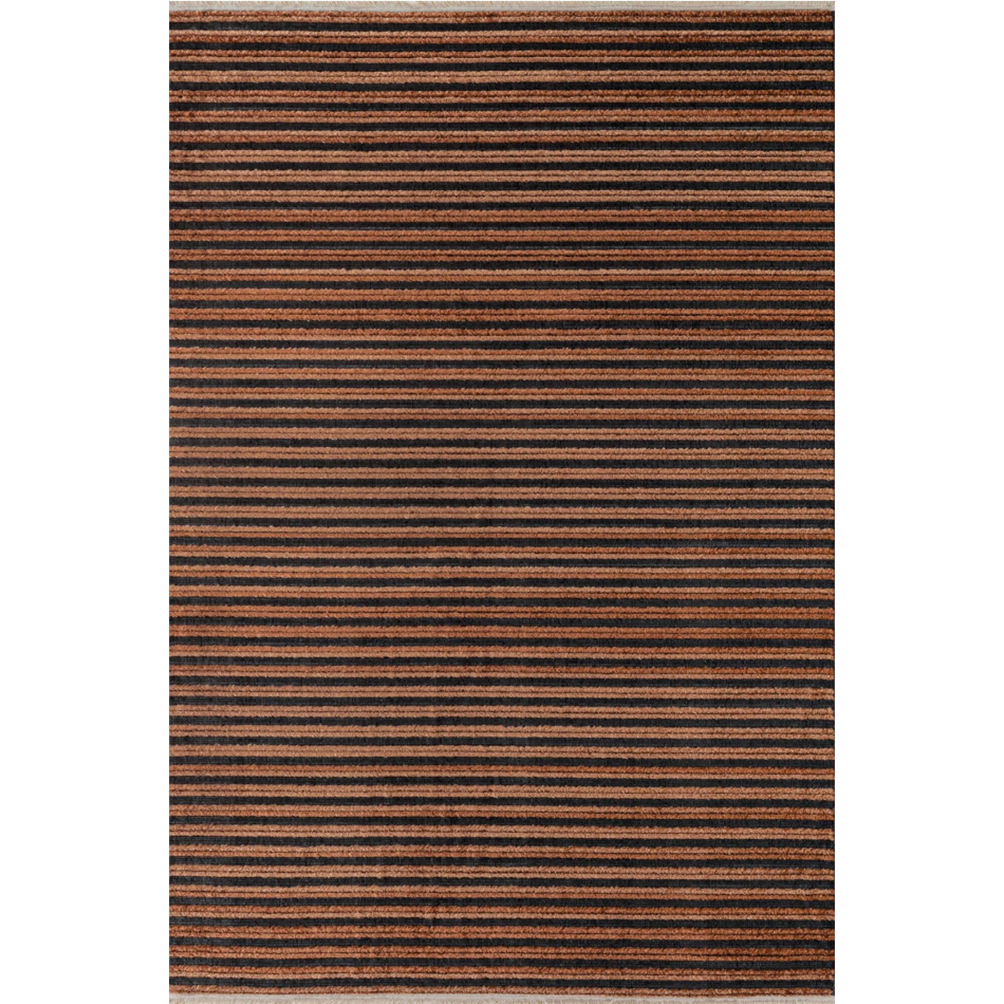 Modern Kabartma Dokulu Makinede Yıkanabilir Antrasit Terra Halı Pera C391