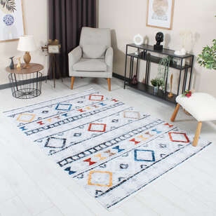 Liviadora - Geometrik İskandinav Desenli Yumuşak Dokulu Yıkanabilir Halı Çok Renkli