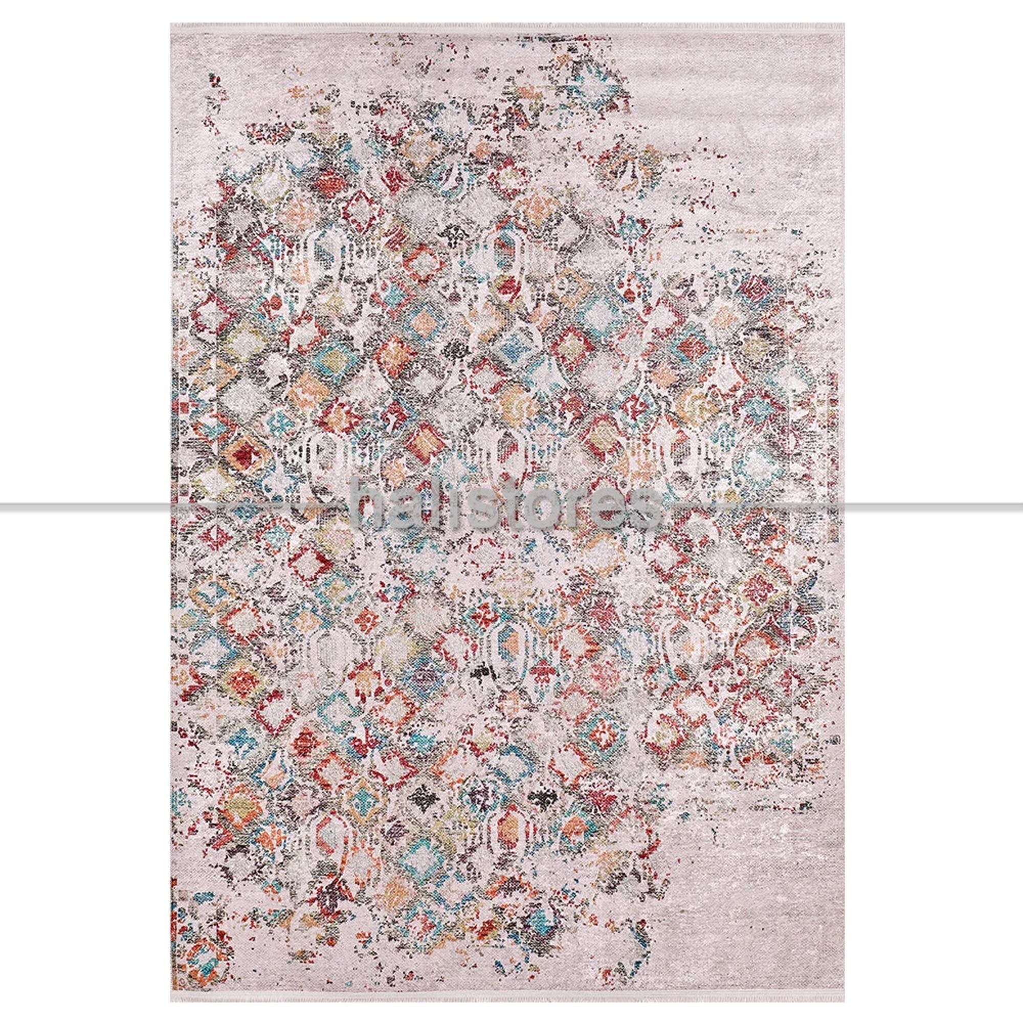 Motif Desenli Bej Yolluk Halı Zen