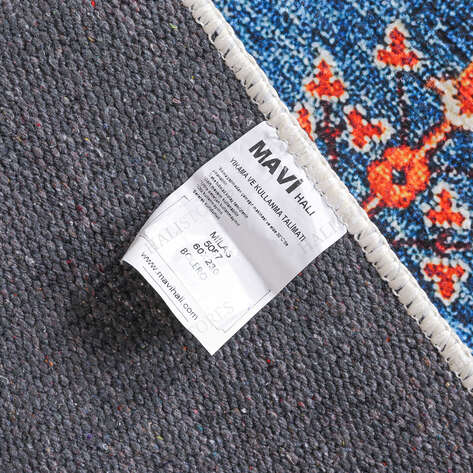 Motif Desenli Mavi Kilim Halı Milas 5087 - 7